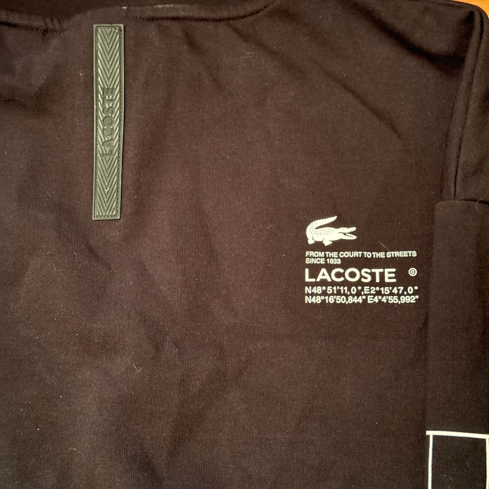 LACOSTE LOOSE FIT TWO-PLY PIQUE SWEATSHIRT (BLACK) Small - Picture 9 of 9